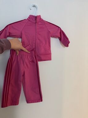 adidas Pink and Dark Pink Kids Track Jacket & Pants Set